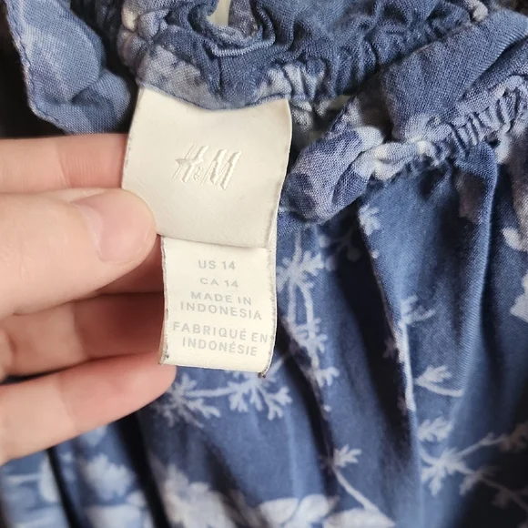 H&M Blue Floral Ruffle Mini Sun Dress - Picture 5 of 10